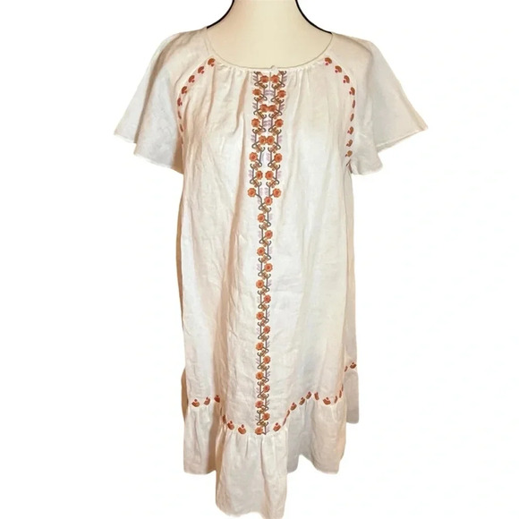 Madewell lighthouse embroidered floral linen shift dress Woman’s Size Small Boho - Picture 1 of 8